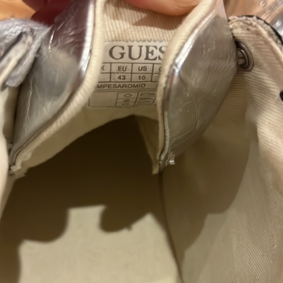 Mens Guess Size 10 Silver High Tops - Picture 4 of 4